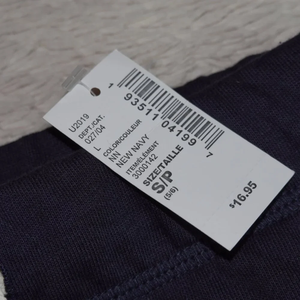 Boys Size Small 5/6 Children's Place French Terry Shorts, New Navy Blue, NWT